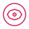 Self-Help Journaling Method website icon - eye within a pink circle.