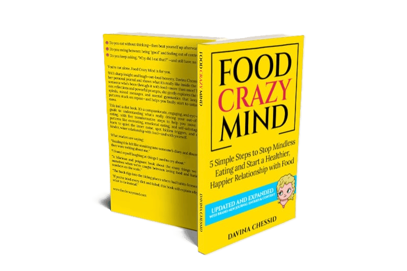 Food Crazy Mind book cover, front and back, by Davina Chessid