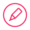 Self-Help Journaling Method website icon with a drawing of a pink pencil inside a circle.