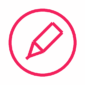 Self-Help Journaling Method website icon with a drawing of a pink pencil inside a circle.